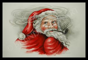 Santa with Pipe Watercolor Tutorial